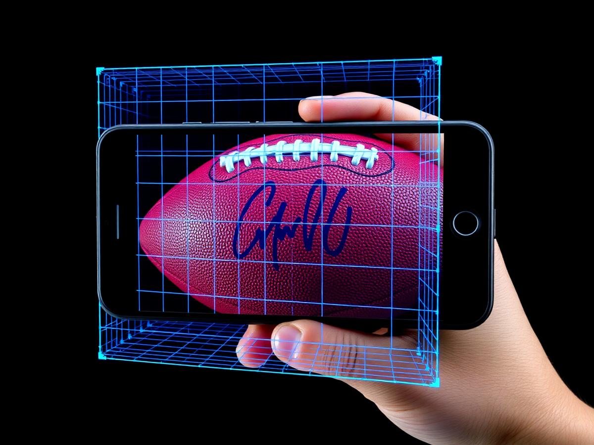 Phone scanning autographed football